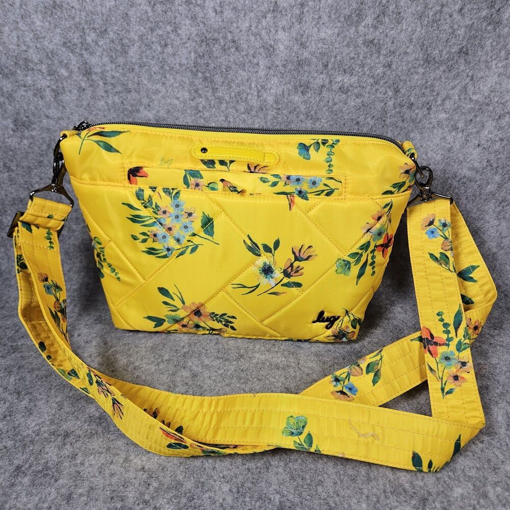 Lug‎ Flare 2 Yellow Floral Bouquet Crossbody Handbag Purse Quilted Preppy READ